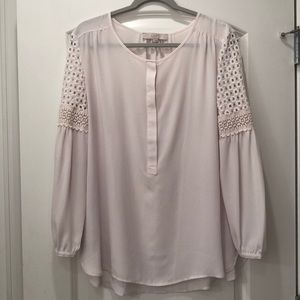 White LOFT blouse with lace detail